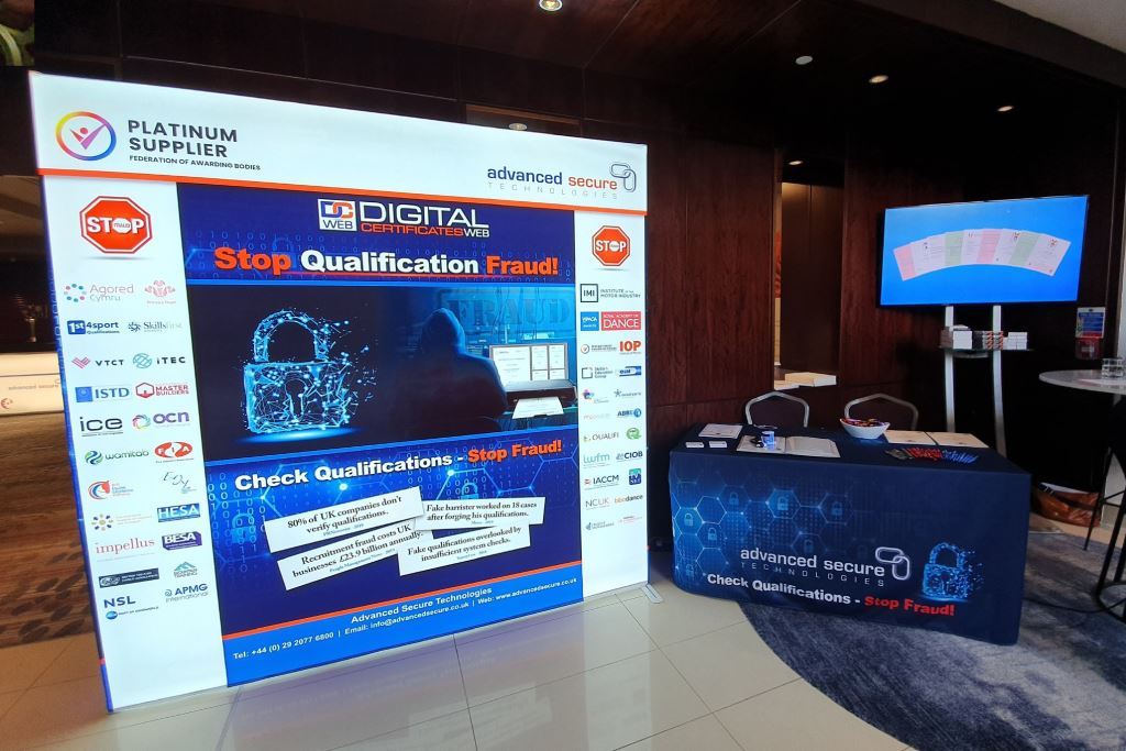 Advanced Secure exhibition stand setup at the FAB 2019 conference.