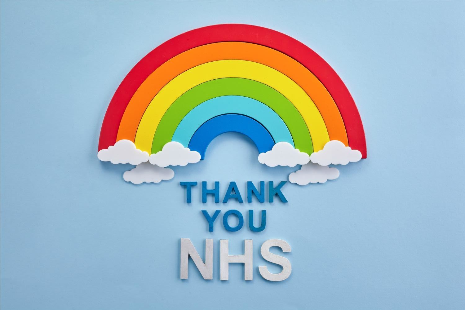 Illustration of NHS rainbow saying thank you for their service.