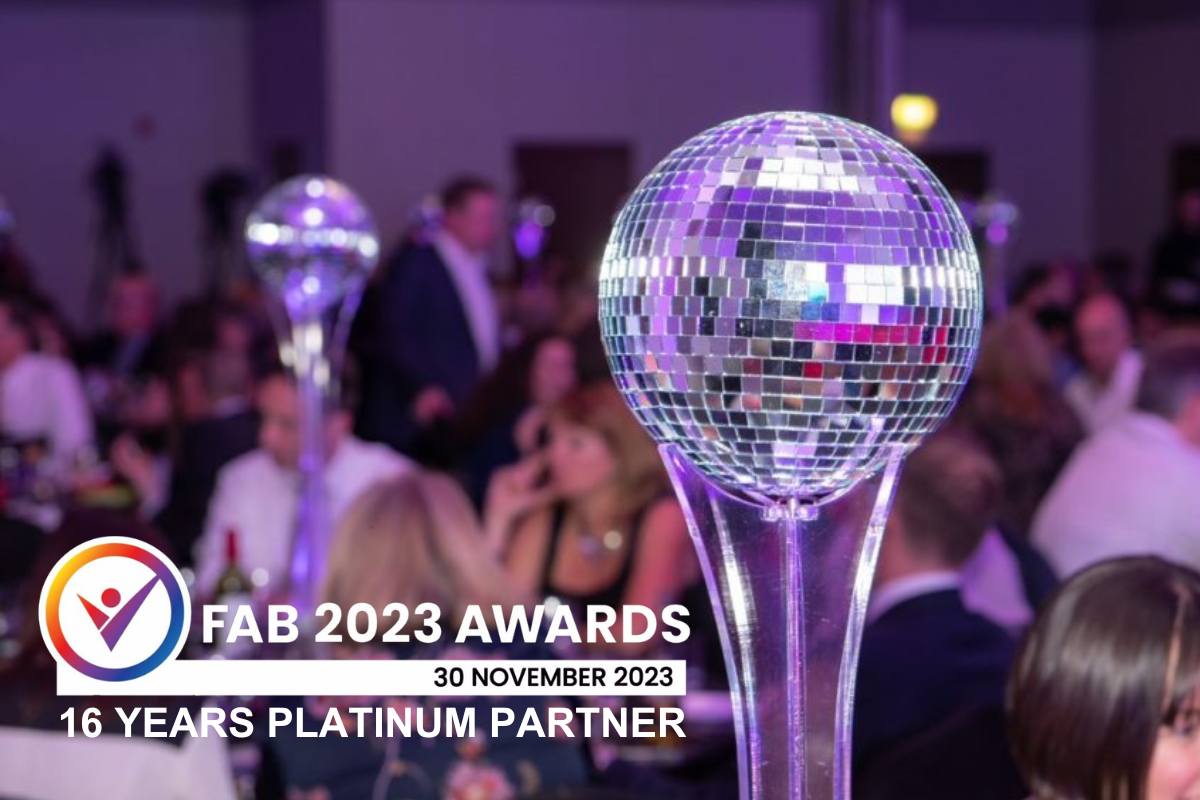 FAB 2023 Awards trophe in the middle of table