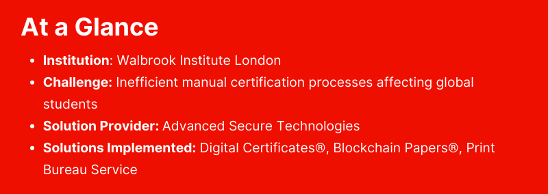 digital-first certification process adopted by Walbrook Institute London